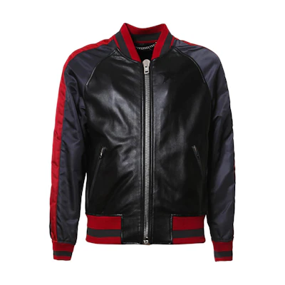 Givenchy SS23 Black Colorblock Leather Zip-Up Jacket 16F0306444-001