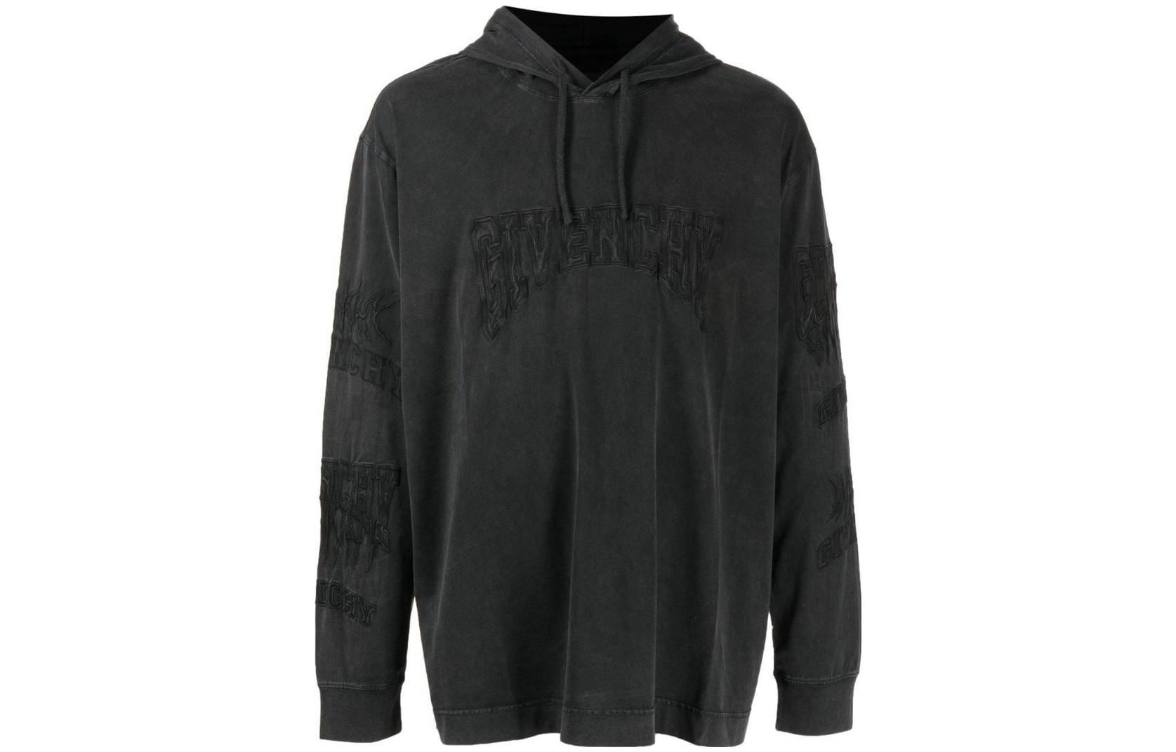 Givenchy SS23 Black Hoodie with Embroidered Logo BM71EQ3Y7U-011