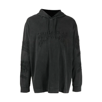 Givenchy SS23 Black Hoodie with Embroidered Logo BM71EQ3Y7U-011