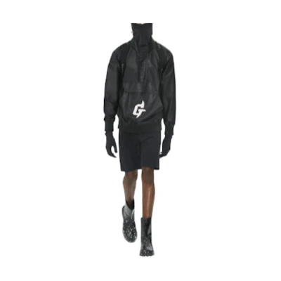 Givenchy SS23 Black Letter Print Faux Leather Pullover Sweatshirt GM2022111718