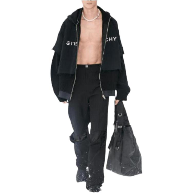 Givenchy SS23 Black Letter Print Panel Long-Sleeve Jacket GM2022111732