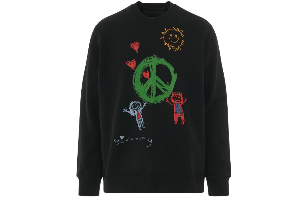 Givenchy SS23 Black Logo Printed Casual Sweatshirt BMJ0GQ3Y78-001