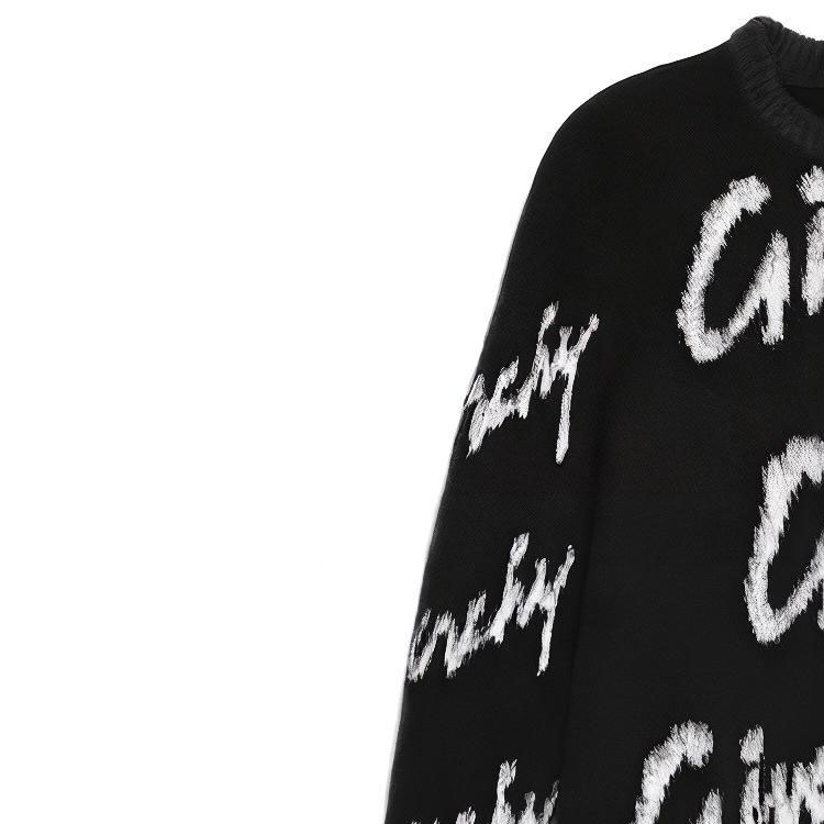 Details for GIVENCHY SS23 Sweater Hitam Mohair Crewneck dengan Print Huruf. BM90M24YDH-004