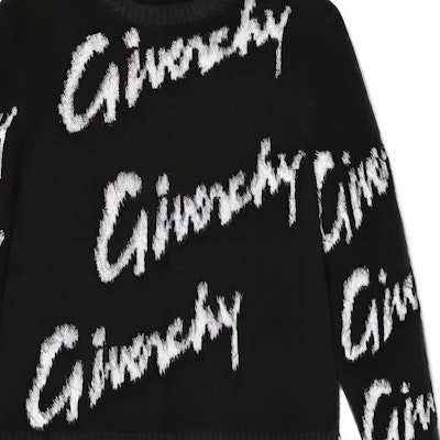 GIVENCHY SS23 Black Mohair Crewneck Sweater with Alphabet Print BM90M24YDH-004 Sizing GIVENCHY SS23 Black Mohair Crewneck Sweater with Alphabet Print BM90M24YDH-004