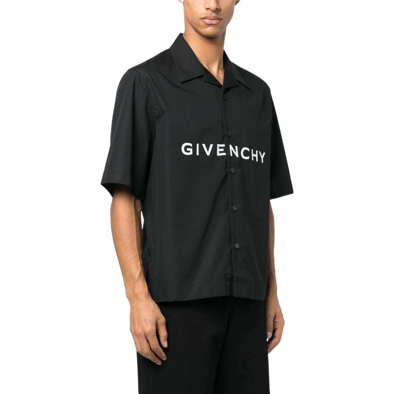 Details for Givenchy Kemeja Hitam Lengan Pendek Logo Pria SS23. BM60T51YC8-001