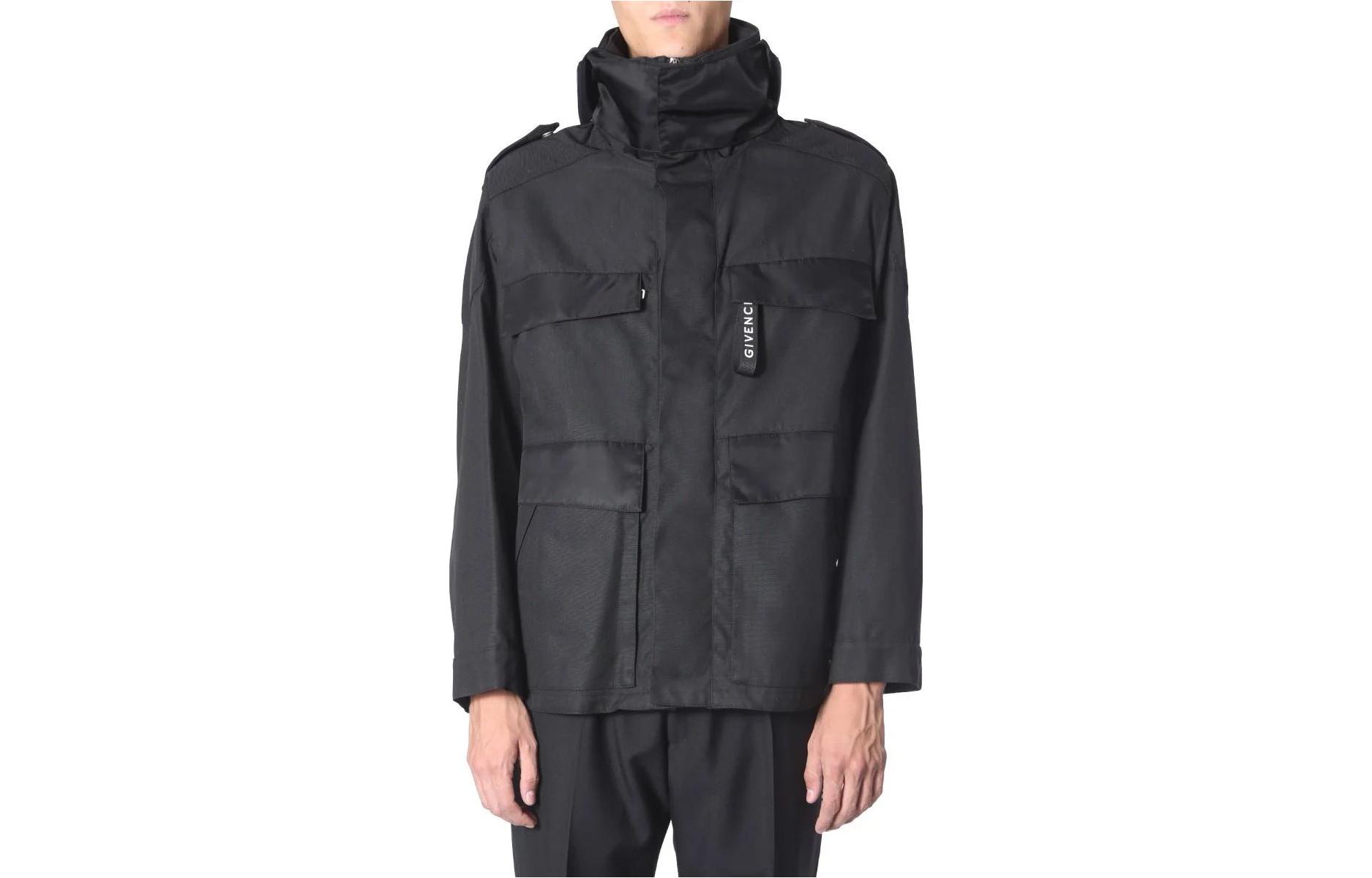 Givenchy SS23 Black Solid Pocket Hoodie Jacket BM00AS10PQ-001