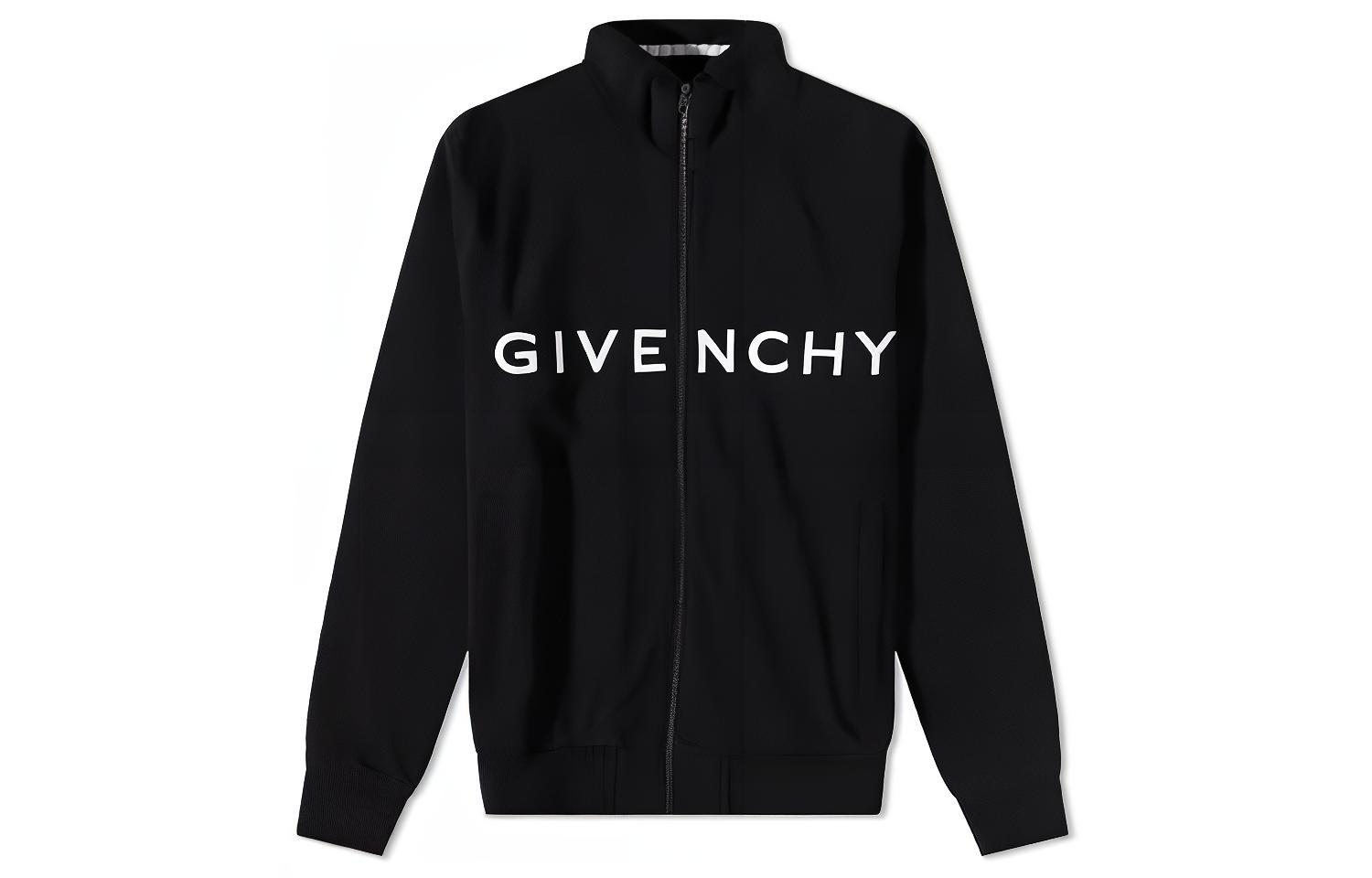Givenchy SS23 Black Stand Collar Long Sleeve Sweatshirt with Logo Print Men BMJ0K13YBH-001