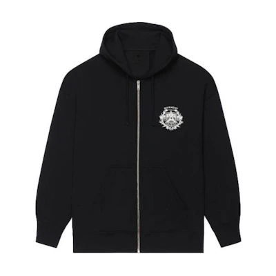 Givenchy SS23 Black Zip-Up Sweatshirt with Solid Logo Print BMJ0K83YAB-001