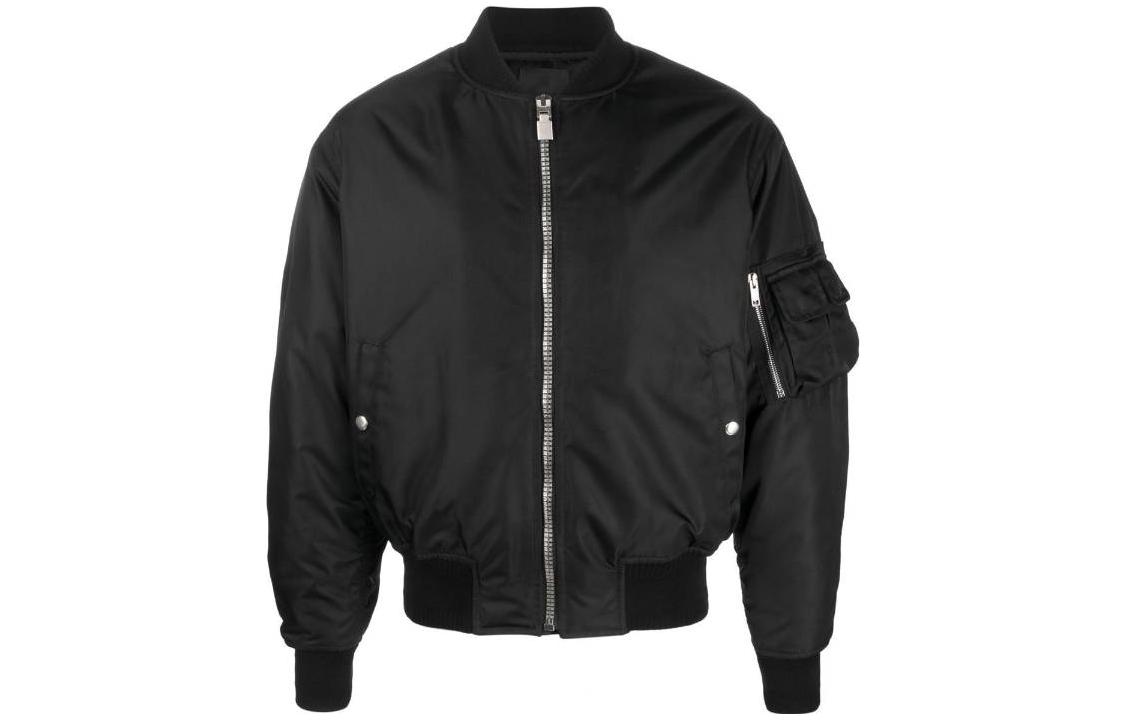 Givenchy SS23 Black Zip Baseball Jacket with Back Logo Print BM012F1YCL-001