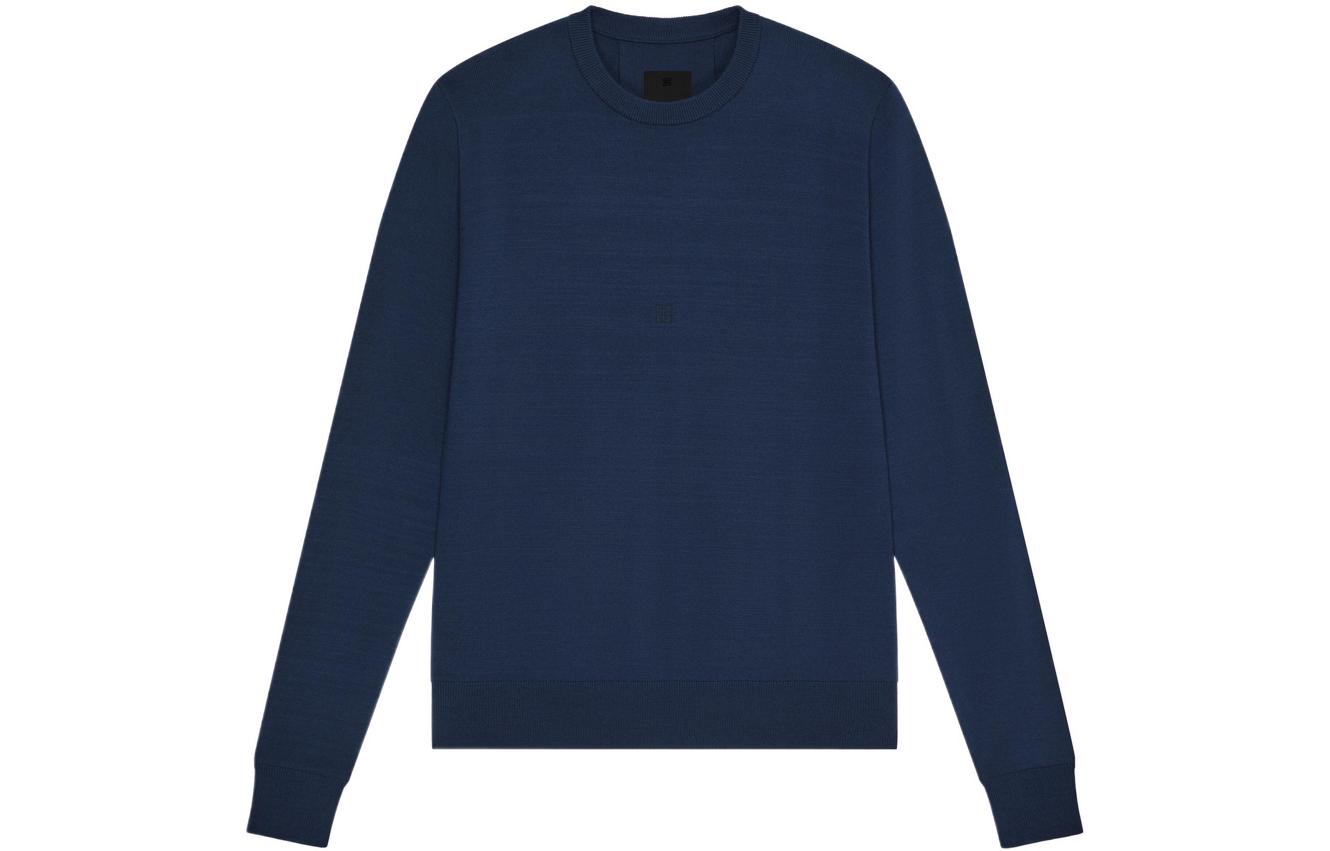 Givenchy SS23 Blue Crewneck Jumper with Small Logo Jacquard for Men. BM90KR4YDD-410