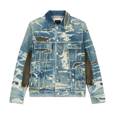 Givenchy SS23 Blue Distressed Long-Sleeve Jacket with Collar BM00RW5Y1B-420