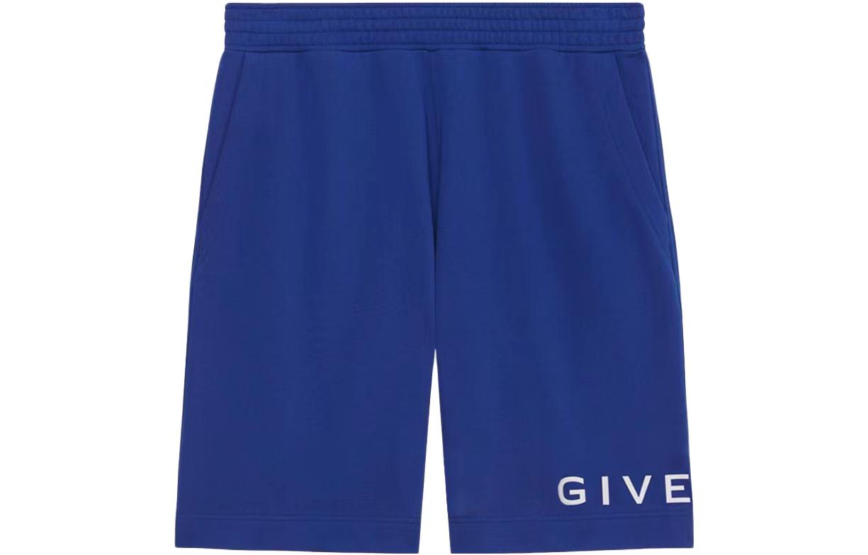 Givenchy SS23 Blue Letter Print Elastic Waist Loose Fit Casual Shorts Men BM51863YAC-426