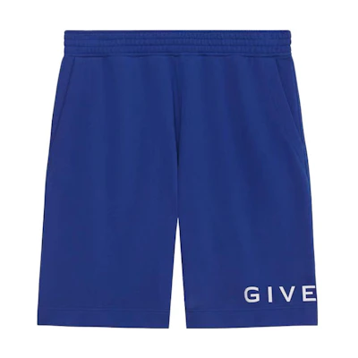 Givenchy SS23 Blue Letter Print Elastic Waist Loose Fit Casual Shorts Men BM51863YAC-426