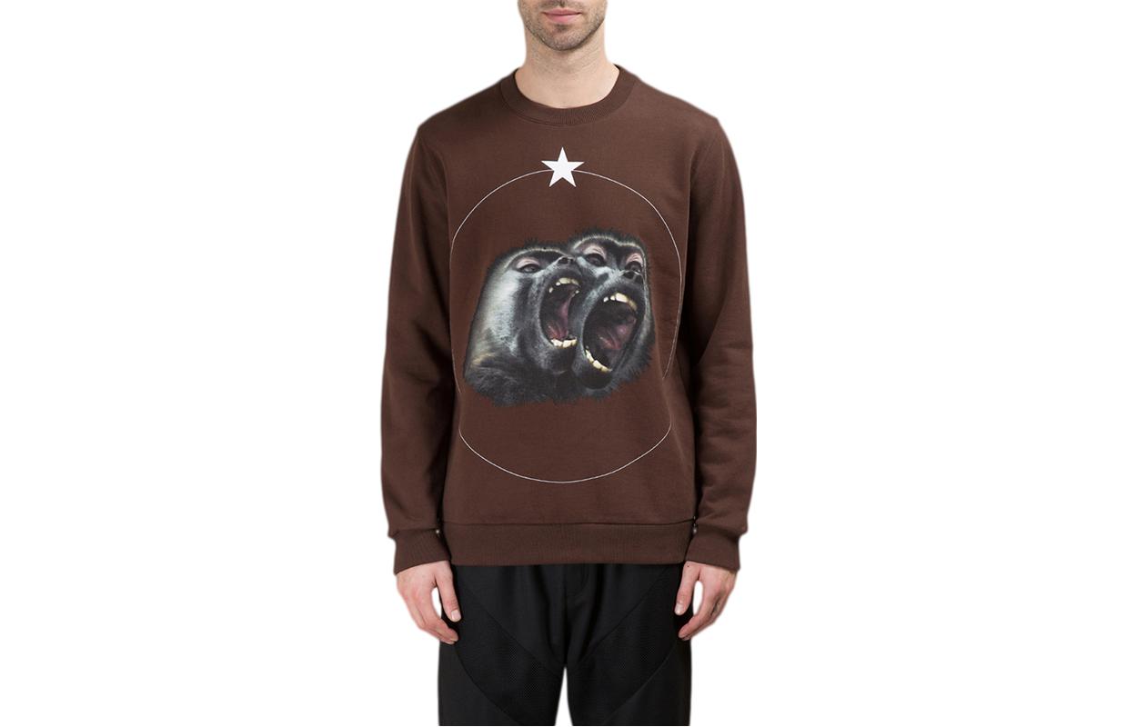 Givenchy SS23 Brown Animal Print Crewneck Pullover Sweatshirt 16F7362653-200