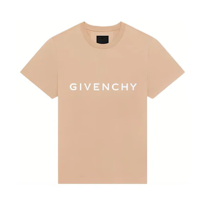 Givenchy SS23 Brown Letter Logo Print Short Sleeve T-Shirt . BM716G3YAC-280