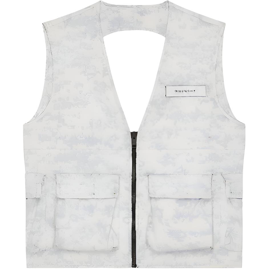 Givenchy SS23 Camo V-Neck Sleeveless Jacket Men’s Off-White BM011M14R3-255