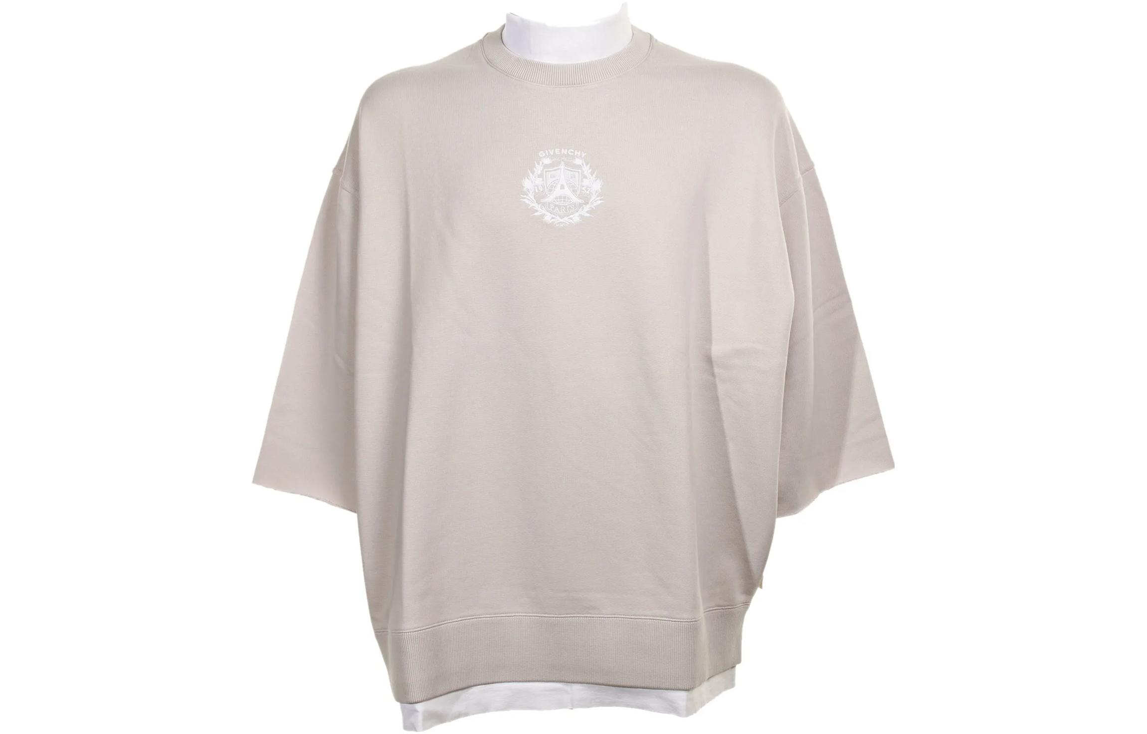 Givenchy SS23 Chalk White Embroidered Layered Shoulder Sweatshirt Men BMJ0JW3Y9U-153