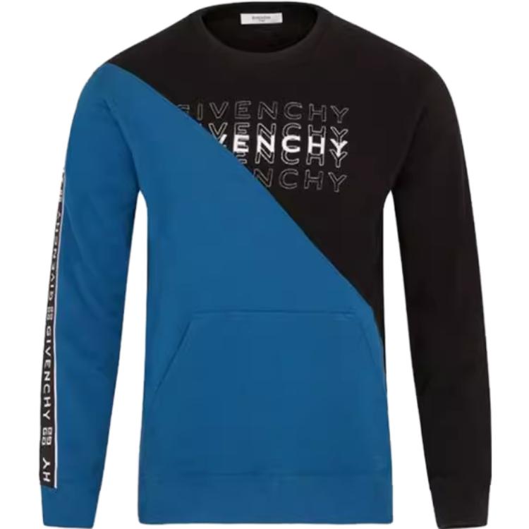 Givenchy SS23 Colorblock Crewneck Pullover Sweatshirt Blue BMJ04530AF-088
