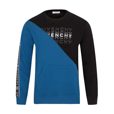 Givenchy SS23 Colorblock Crewneck Pullover Sweatshirt Blue BMJ04530AF-088