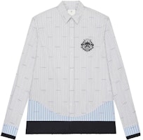 GIVENCHY SS23 Colorblock Stripe Logo Embroidery Long Sleeve Shirt Grey Men BM60WF14P5-020 GIVENCHY SS23 Colorblock Stripe Logo Embroidery Long Sleeve Shirt Grey Men BM60WF14P5-020