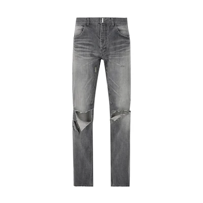 GIVENCHY SS23 Distressed Zipper Straight-Leg Jeans Men’s Dark Grey. BM518L5Y4H-001