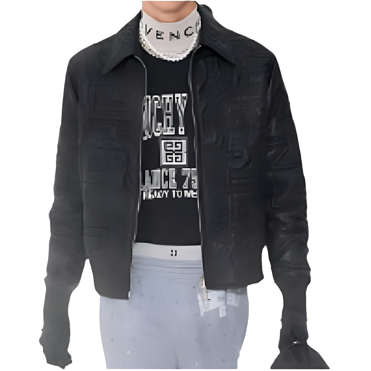 Givenchy SS23 Embossed Textured Leather Jacket Black () GM2022111719