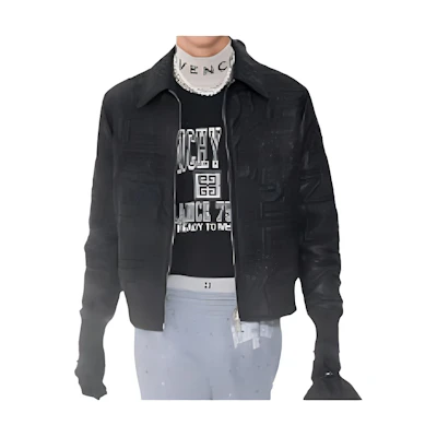 Givenchy SS23 Embossed Textured Leather Jacket Black () GM2022111719