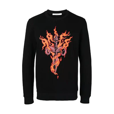 Givenchy SS23 Flame Print Pullover Sweatshirt Black - BM70EL306C-001