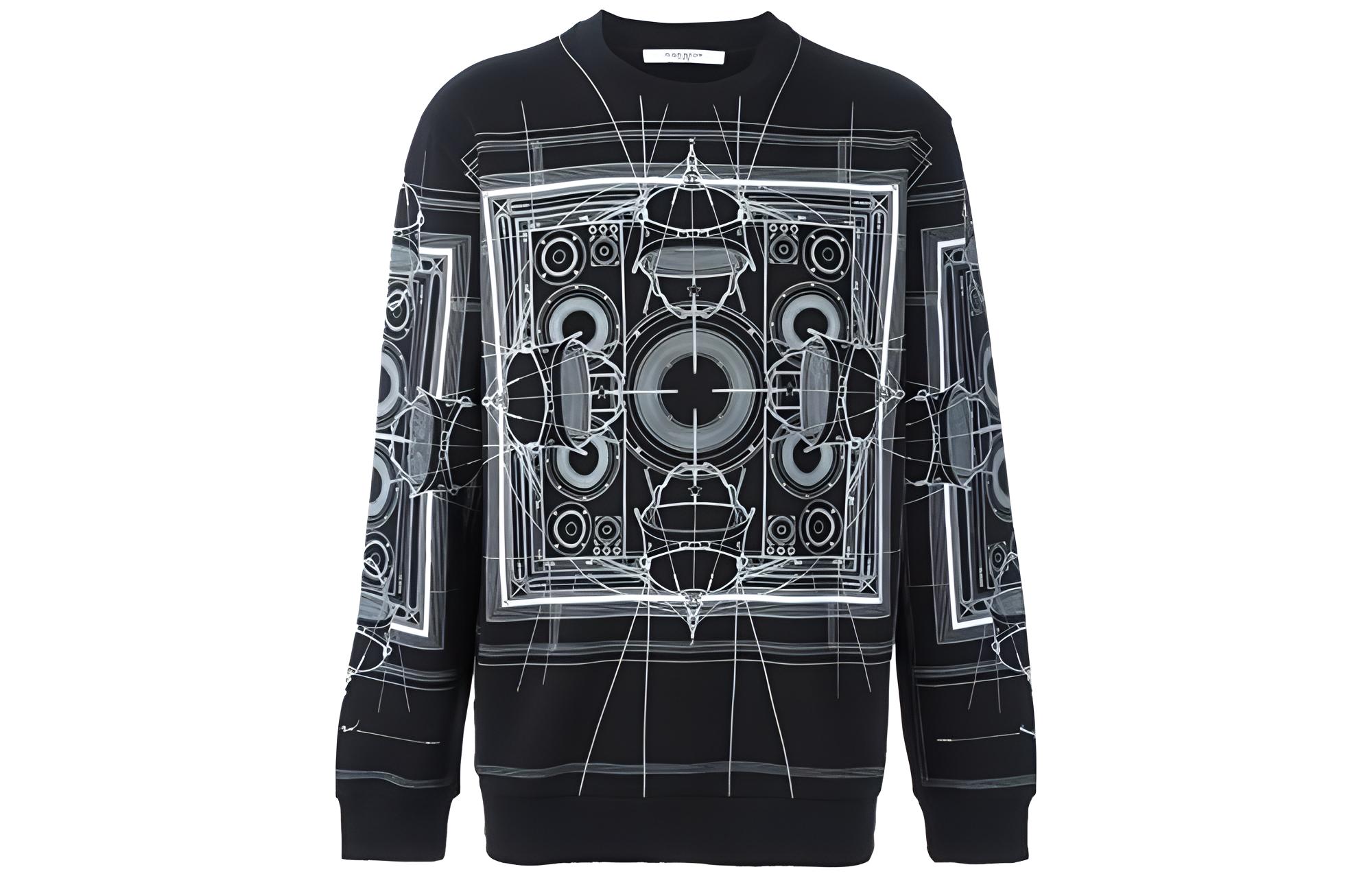 Givenchy SS23 Geometric Print Crewneck Pullover Sweatshirt Black - 16W7327653-001