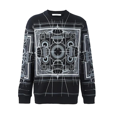Givenchy SS23 Geometric Print Crewneck Pullover Sweatshirt Black - 16W7327653-001