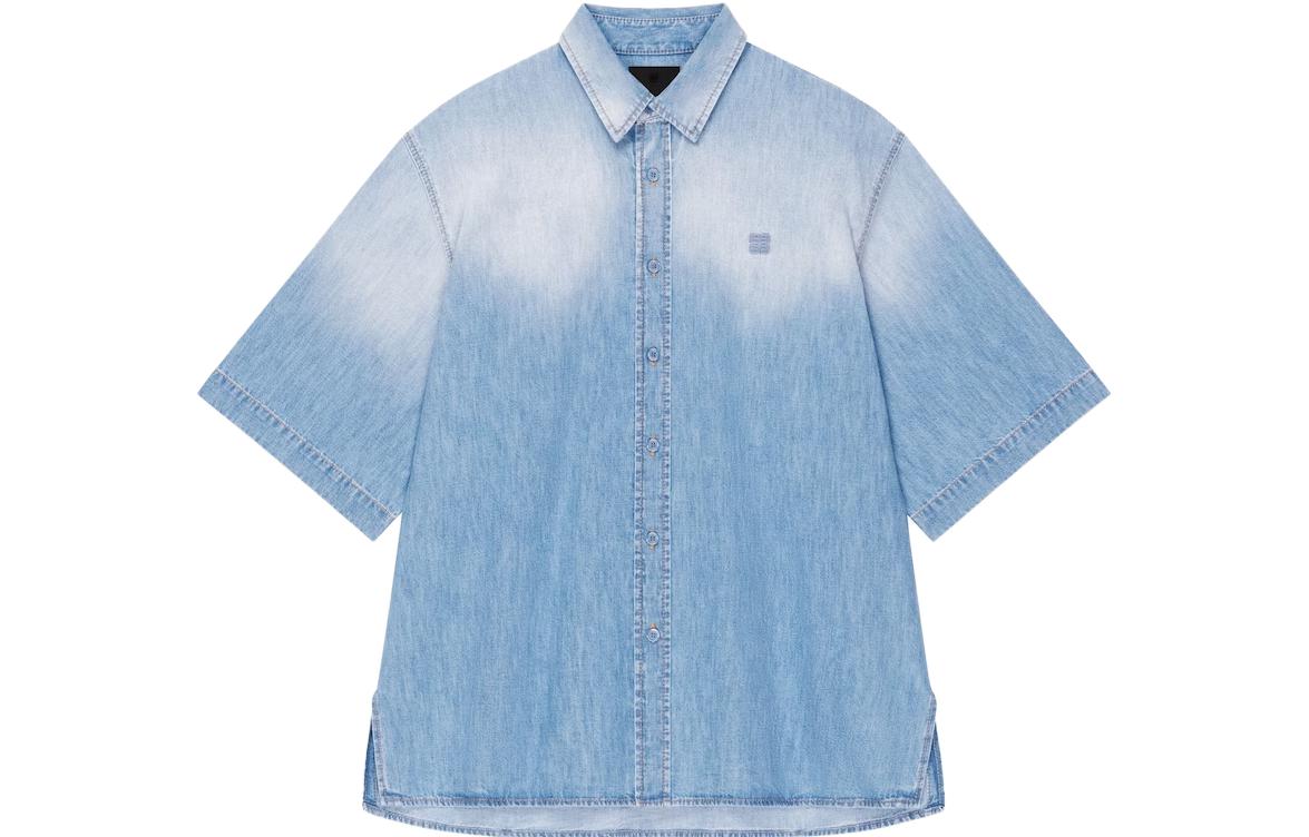 GIVENCHY SS23 Gradient Single-Breasted Short Sleeve Shirt Men’s Light Blue BM60XB5Y6Q 452