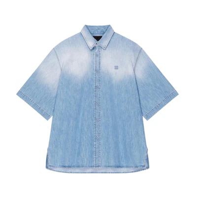 GIVENCHY SS23 Gradient Single-Breasted Short Sleeve Shirt Men’s Light Blue BM60XB5Y6Q 452