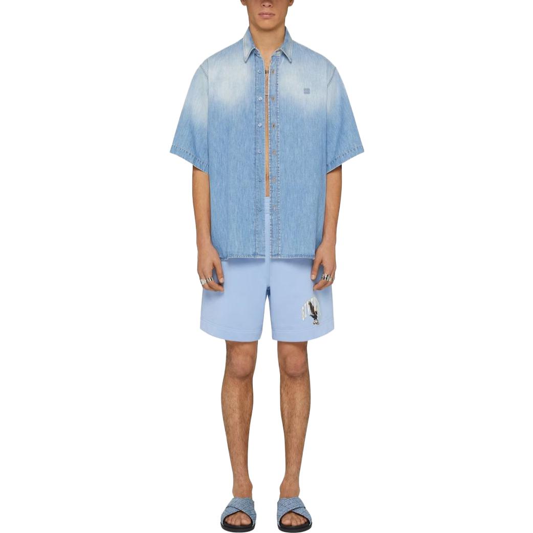 Lookbook GIVENCHY SS23 Kemeja Lengan Pendek Gradient Pria Biru Muda BM60XB5Y6Q 452