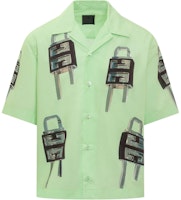 Givenchy SS23 Green Printed Short-Sleeve Shirt for Men BM60T514RM-310 Givenchy SS23 Green Printed Short-Sleeve Shirt for Men BM60T514RM-310