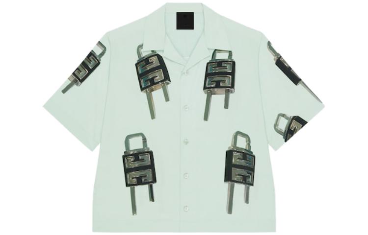 Order Givenchy Kemeja Pendek Pria Hijau Cetak SS23 BM60T514RM-310