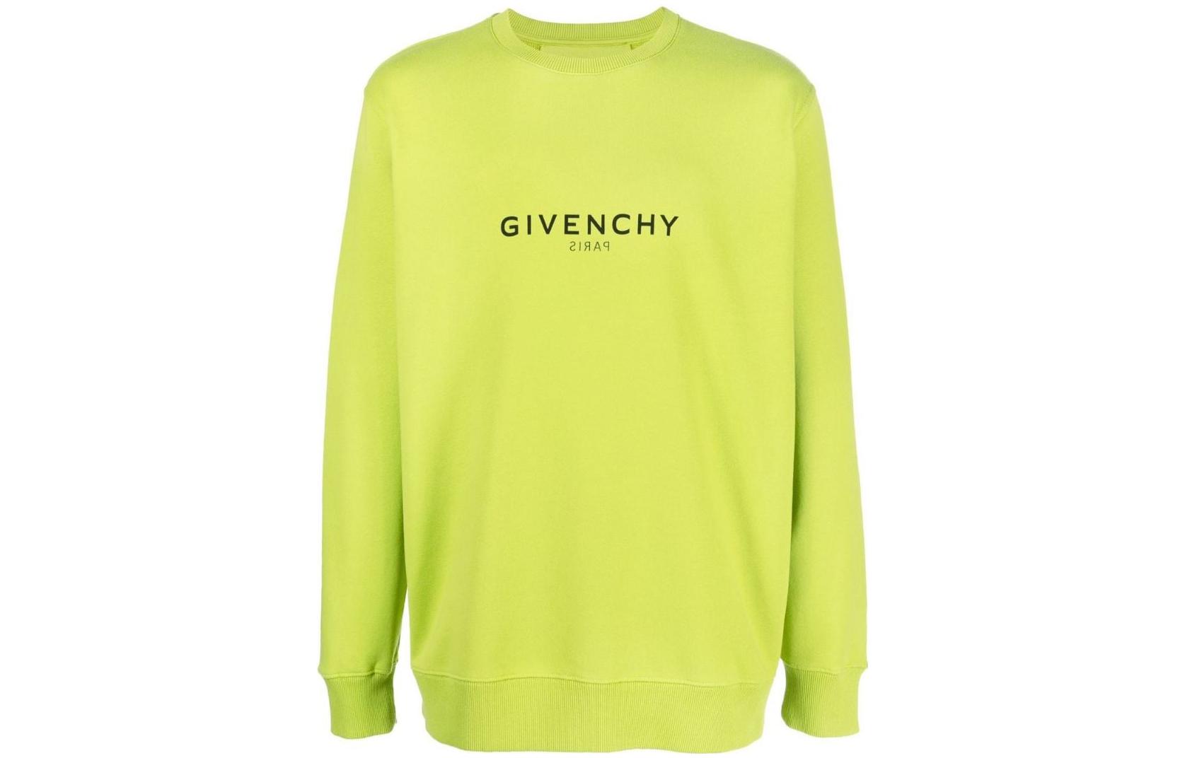 Givenchy SS23 Letter Print Crewneck Long Sleeve Sweatshirt Green BMJ0CB3Y6V-358