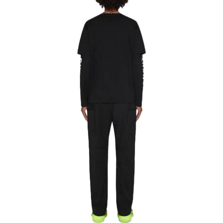 Shop 지방시 SS23 레터 프린트 크루넥 롱슬리브 티셔츠 블랙 BM71G53YAM-001