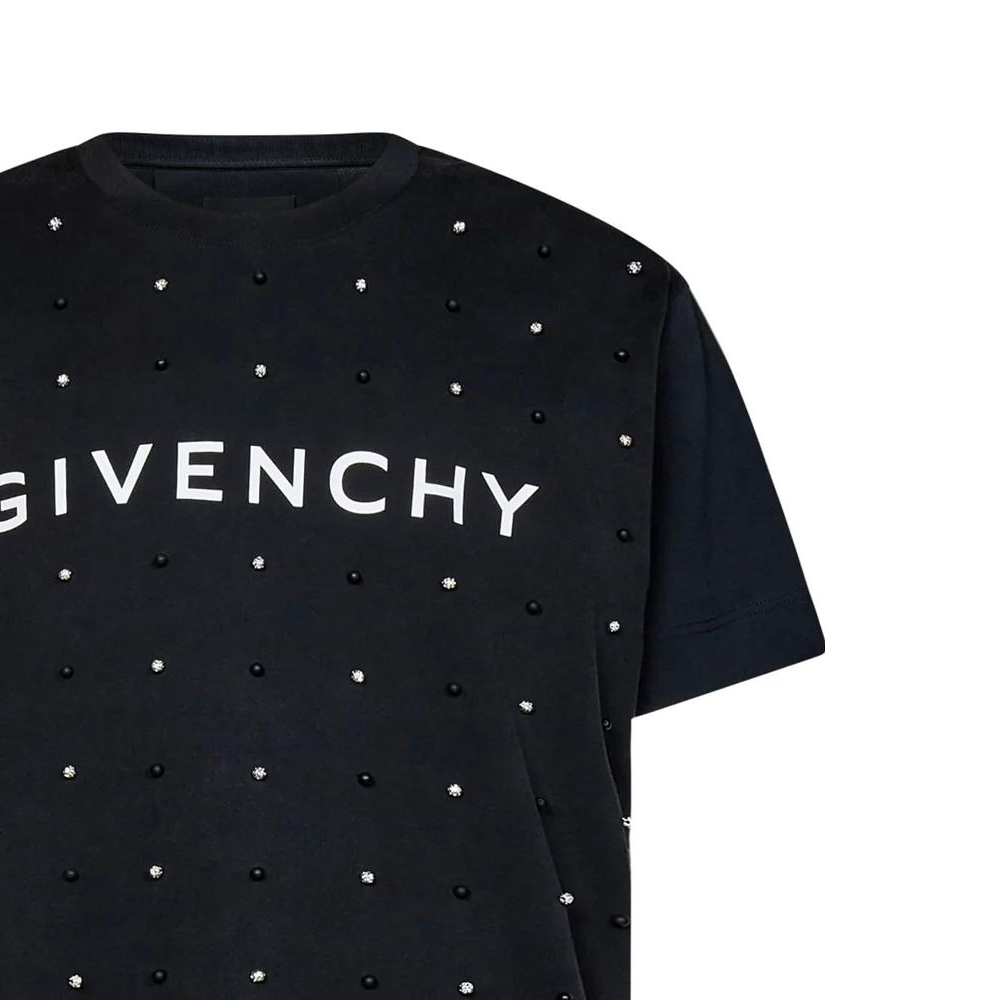 Sizing GIVENCHY SS23 字母印花星星裝飾男士黑色圓領T恤 BM716R3Y9Q-011