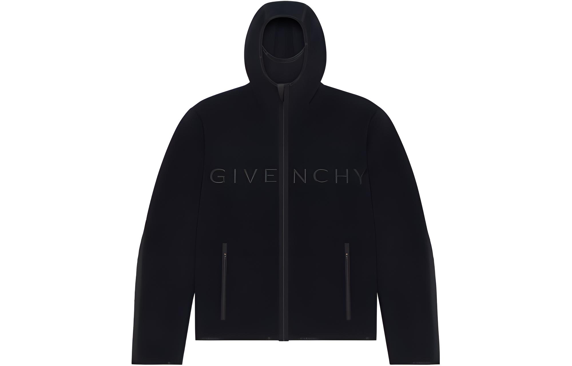 Givenchy SS23 Letter Print Zip-Up Hoodie Jacket Black () BM011Q3Y9Y-001