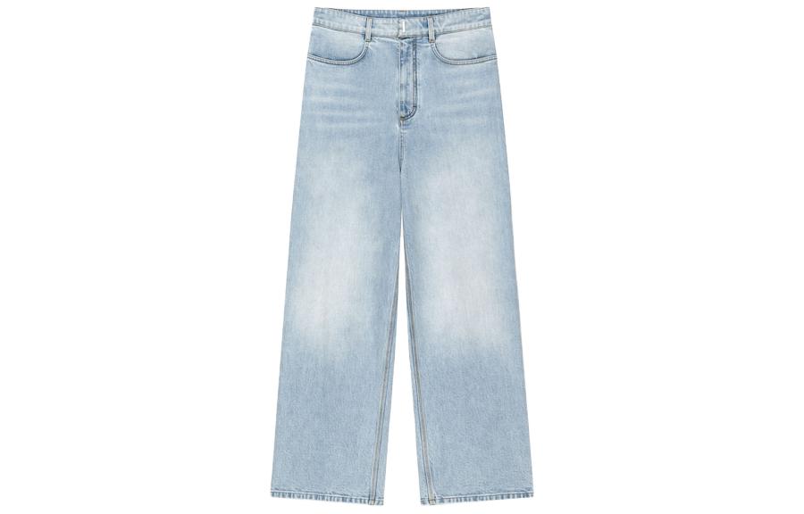 Order Givenchy SS23 Jeans Pria Light Wash Mid-Rise Straight-Leg Biru Muda BM51465Y6R-459