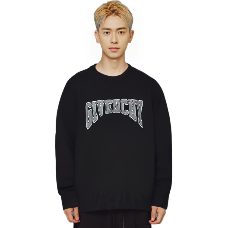 Purchase GIVENCHY SS23 Logo Crewneck Loose Fit Sweater Hitam Lengan Panjang. BM90KX4YC6-001