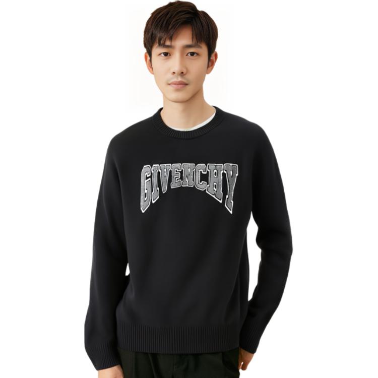 Details for GIVENCHY SS23 Logo Crewneck Loose Fit Sweater Hitam Lengan Panjang. BM90KX4YC6-001