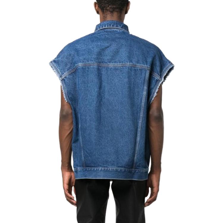 Purchase Givenchy SS23 Logo Huruf Pada Denim Vest Biru Unisex. BM01295Y4V-415