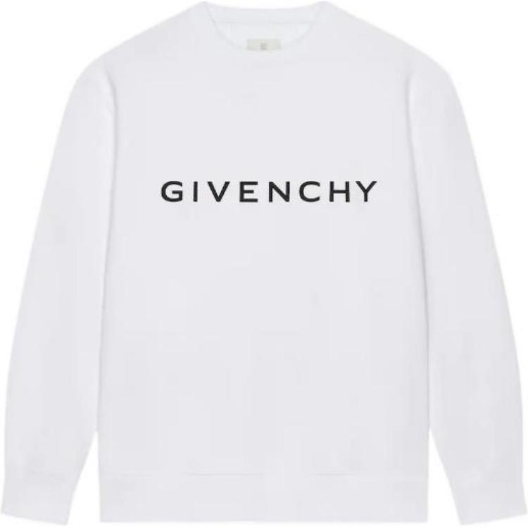 Givenchy SS23 Logo Print Crewneck Pullover Sweatshirt White BMJ0HA3YAC-100