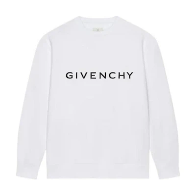 Givenchy SS23 Logo Print Crewneck Pullover Sweatshirt White BMJ0HA3YAC-100
