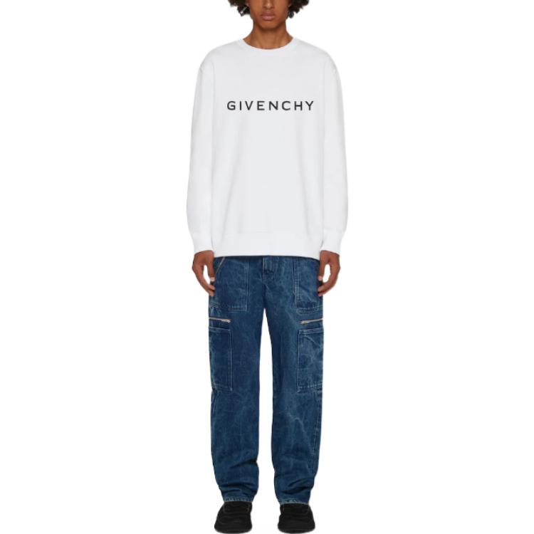 Lookbook 紀梵希 SS23 白色標誌印花圓領長袖衛衣 BMJ0HA3YAC-100