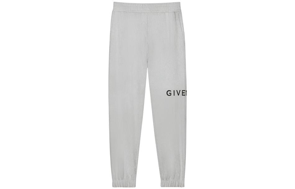 Givenchy SS23 Logo Print Mid-Rise Jogger Knit Pants Men’s Light Grey BM514M3YAC-055