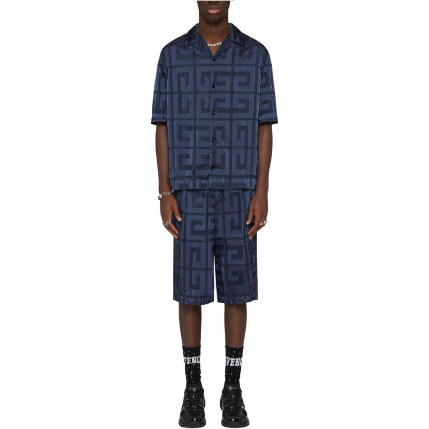 Lookbook ジバンシィ SS23 ロゴプリント リラックスフィット ショーツ ブルー BM51A114UD-410