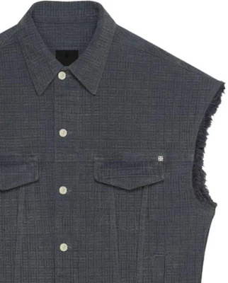 纪梵希SS23标志印花灰色铆钉牛仔背心时尚 BM01295Y6W-025 Sizing 纪梵希SS23标志印花灰色铆钉牛仔背心时尚 BM01295Y6W-025