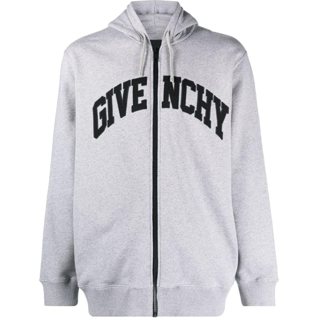 Givenchy SS23 Logo Print Zip-Up Hoodie Jacket Grey - BMJ0K63YAA-055